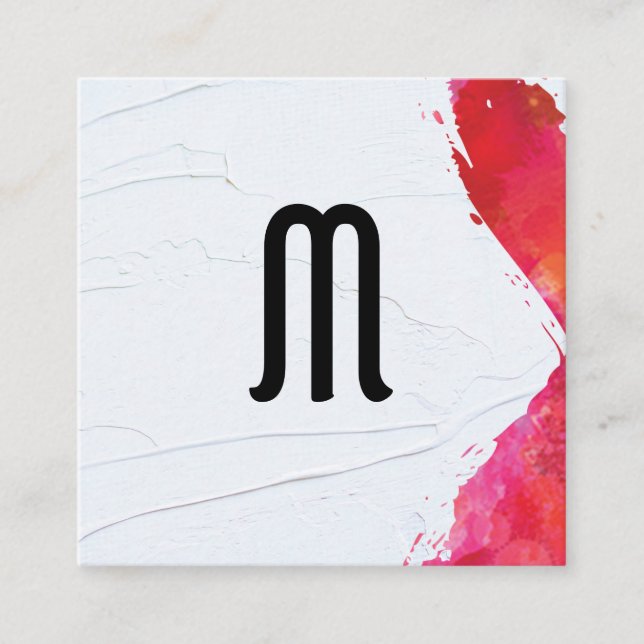 Monogram Watercolor brush | Modern Artist Square Business Card (Front)
