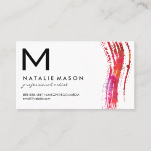 Monogram Watercolor brush Variation Black white Business Card