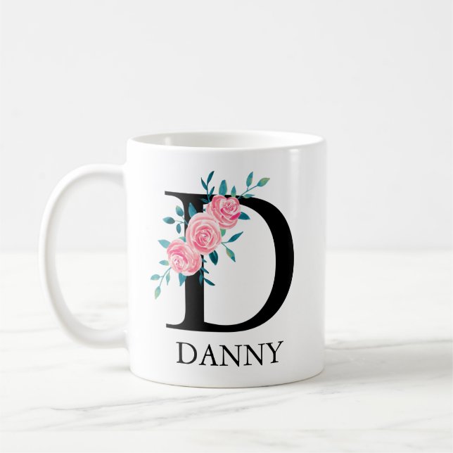 Monogram Watercolor Custom Single Letter C Coffee  Mug (Left)