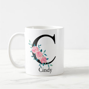 Monogram Watercolor Custom Single Letter C Coffee  Mug