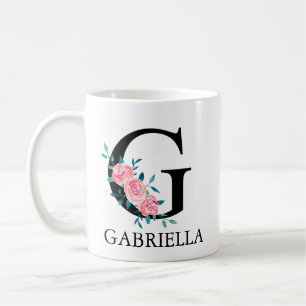 Monogram Watercolor Custom Single Letter  Coffee G Mug