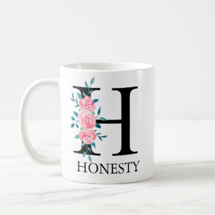 Monogram Watercolor Custom Single Letter  Coffee H Mug