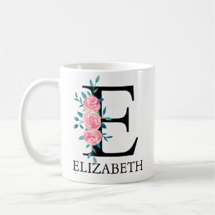 Monogram Watercolor Custom Single Letter E Coffee Mug