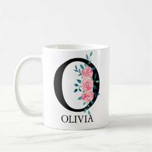 Monogram Watercolor Custom Single Letter O Coffee Mug