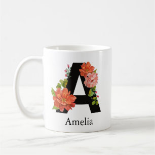 Monogram Watercolor Custom Single Letter  T Coffee Mug
