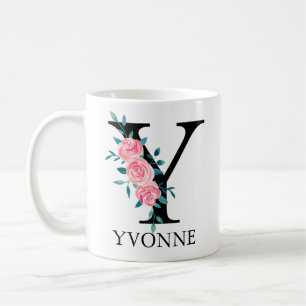 Monogram Watercolor Custom Single Letter Y Coffee Mug