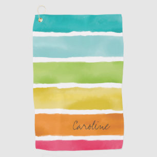 Monogram. Watercolor Cute Rainbow Colours. Golf Towel