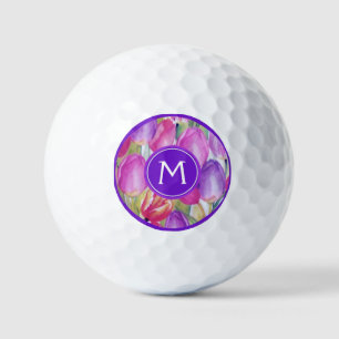 Monogram Watercolor FLORAL Golf Balls