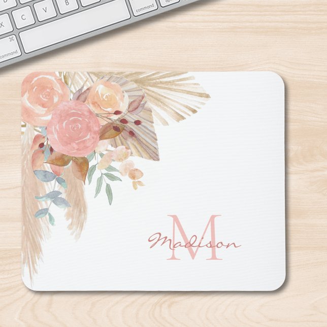 Monogram Watercolor Floral Mouse Mat (Creator Uploaded)