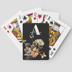 Monogram Watercolor Floral Wildflowers Playing Cards