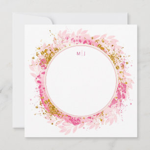 Monogram Watercolor Glitter Wedding Thank You Card