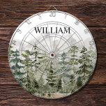 Monogram Watercolor Green Pine Forest on Mountain Dartboard<br><div class="desc">Add touch of nature to your sport style with our Monogram Watercolor Green Pine Forest on Mountain Dart Board! Personalise it and enjoy touch of rustic charm to your game !</div>