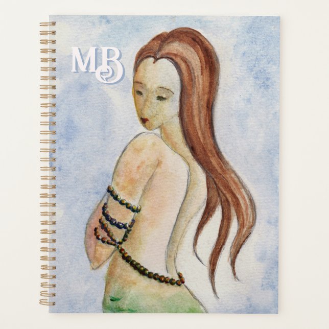 Monogram Watercolor Mermaid Planner (Front)