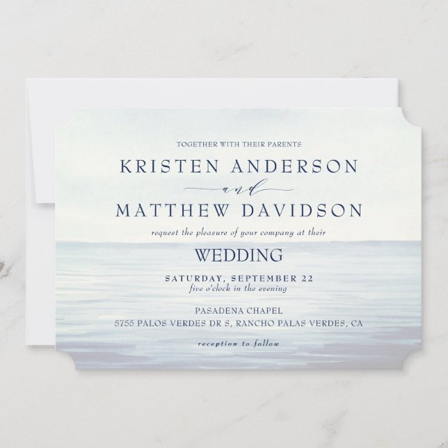 Monogram Watercolor Ocean Nautical Anchor Wedding Invitation (Front)