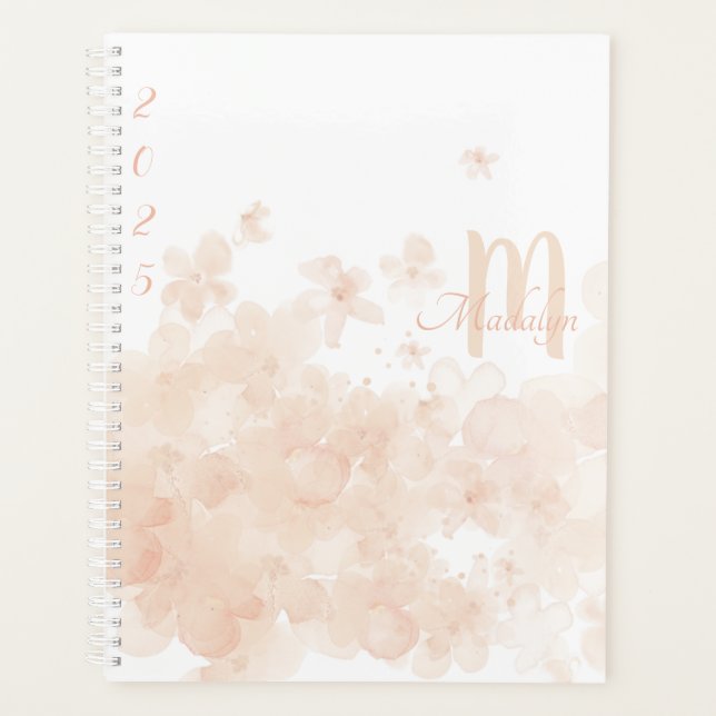 Monogram Watercolor Pastel 2025 Floral  Planner (Front)