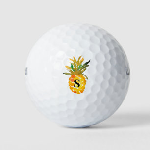 Monogram Watercolor Pineapple Golf Balls