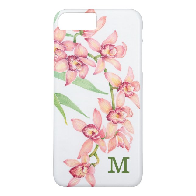 Monogram | Watercolor Pink Flowers Case-Mate iPhone Case (Back)