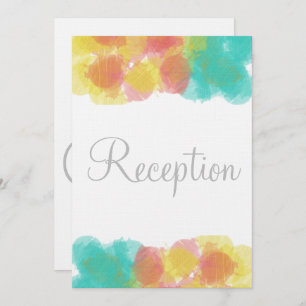Monogram Watercolor Pink Yellow Blue Reception Invitation