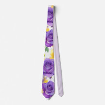 Monogram Watercolor Purple Yellow Rose