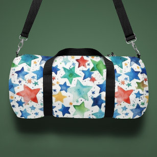 Monogram Watercolor Stars Personalised Duffle Bag