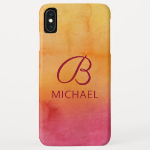 Monogram Watercolor Sunset Personalised Name iPhone XS Max Case