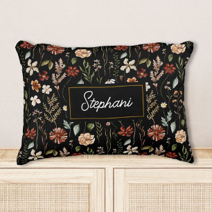 Monogram Watercolor Vintage Wildflower Floral Decorative Cushion