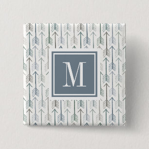 Monogram Watercolor Wanderlust Arrow Pattern 15 Cm Square Badge