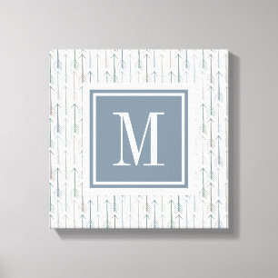 Monogram   Watercolor Wanderlust Arrow Pattern Canvas Print