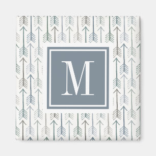 Monogram   Watercolor Wanderlust Arrow Pattern Magnet