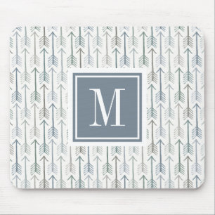 Monogram Watercolor Wanderlust Arrow Pattern Mouse Mat