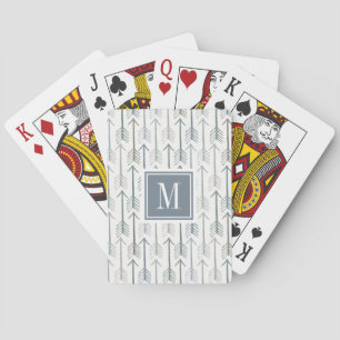 Monogram   Watercolor Wanderlust Arrow Pattern Playing Cards