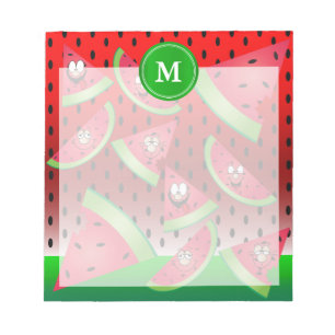Monogram Watermelon Funny Faces Notepad