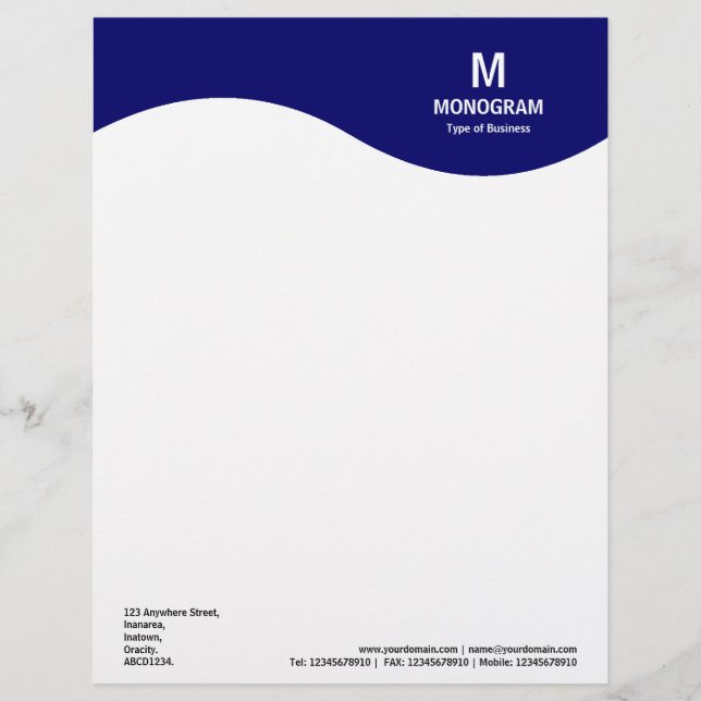 Monogram Wave - Dark Blue 000066 Letterhead (Front)
