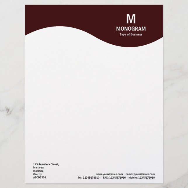 Monogram Wave - Dark Brown 330000 Personalised Letterhead (Front)