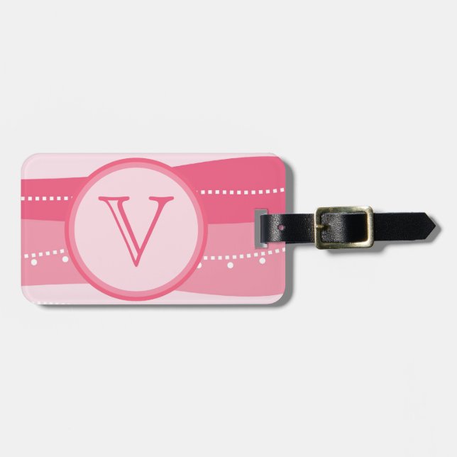 Monogram Wavy Stripes Personalised Bag Tag (Front Horizontal)