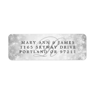 Monogram Wedding Address Silver Winter Wonderland