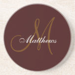 Monogram Wedding Anniversary Coaster Brown<br><div class="desc">Monogram Wedding Anniversary Coasters. Monogram Logo Design by Elke Clarke © 2008,  2009,  2010. Customise with your last name and monogram using the prompts or select "customise it" to have more editing options.</div>