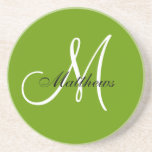 Monogram Wedding Anniversary Coaster Green<br><div class="desc">Monogram Wedding Anniversary Coasters. Monogram Logo Design by Elke Clarke © 2008,  2009,  2010. Customise with your last name and monogram using the prompts or select "customise it" to have more editing options.</div>