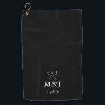 Monogram Wedding Anniversary Date Golf Towel<br><div class="desc">Personalize the monogram initials and date to create a unique golf gift and keepsake for any golfer. Perfect for weddings,  anniversaries,  or any other special occasion. Designed by Thisisnotme©</div>