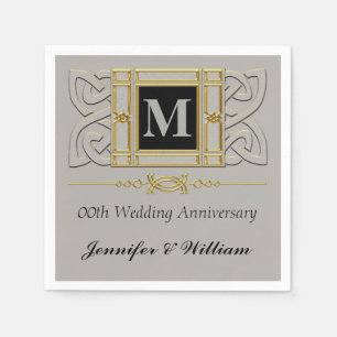 Monogram Wedding Anniversary Paper Napkins