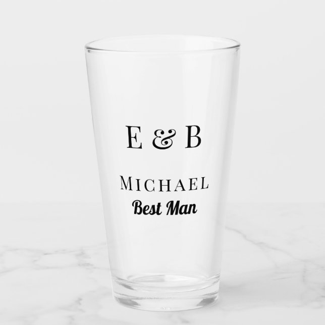 Monogram Wedding Best Man Gift Personalised Black Glass (Front)