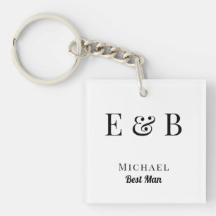 Monogram Wedding Best Man Gift Personalised Black Key Ring