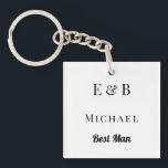 Monogram Wedding Best Man Gift Personalised Black  Key Ring<br><div class="desc">Monogram personalised wedding keychain gift for Best Man.</div>