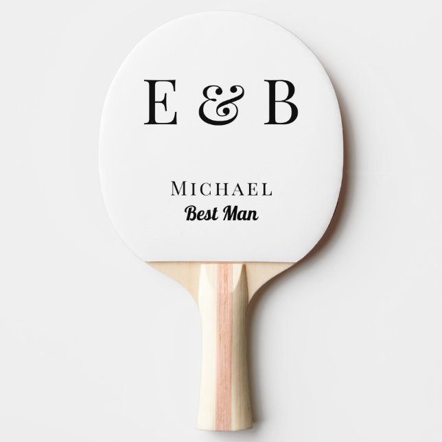 Monogram Wedding Best Man Gift Personalised Black  Ping Pong Paddle (Front)
