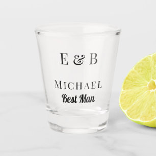 Monogram Wedding Best Man Gift Personalised Black  Shot Glass