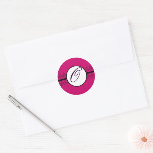 Monogram Wedding Borders Deep Rasberry Classic Round Sticker