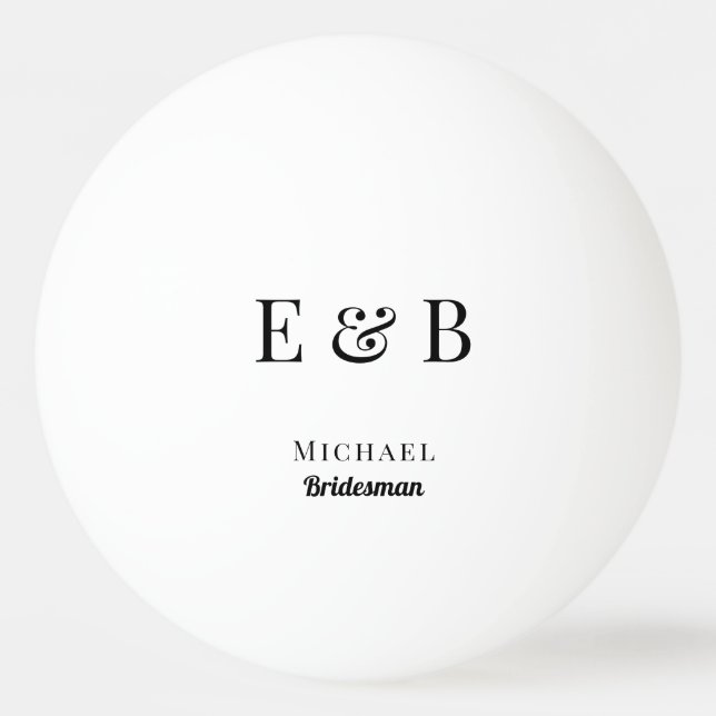 Monogram Wedding Bridesma Gift Personalised Black  Ping Pong Ball (Front)