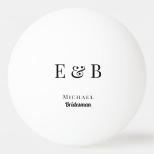 Monogram Wedding Bridesma Gift Personalized Black  Ping Pong Ball