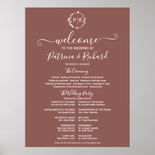 Monogram Wedding Ceremony Program Sign