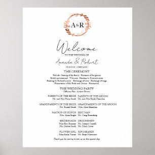 Monogram Wedding Ceremony Program Sign Foam Board